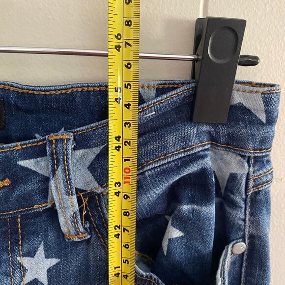 Judy Blue Women's size 9 / 29 Super Flare Star Print Jeans High‎ Rise Frayed - Picture 10 of 11